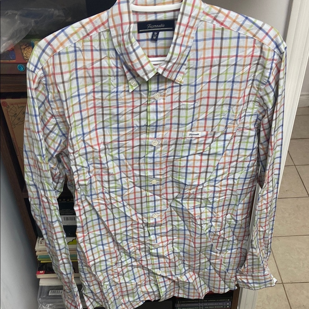 Vintage Faconnable Multicolor Plaid Men's Shirt